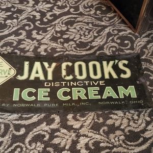 Antique 1940's vintage ice cream sign metal